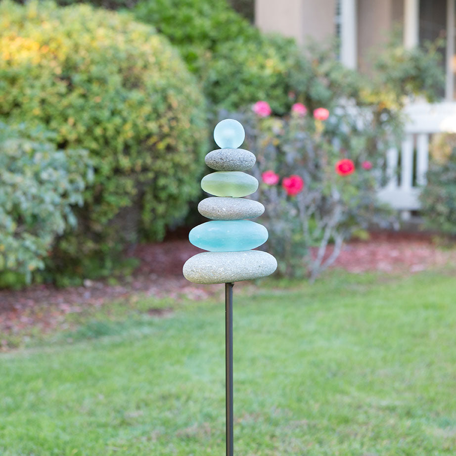 Glass Cairn Garden Stake Set of 4 By Garden Age Supply | Sculptures | Modishstore - 2
