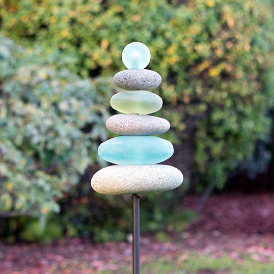 Glass Cairn Garden Stake Set of 4 By Garden Age Supply | Sculptures | Modishstore - 1
