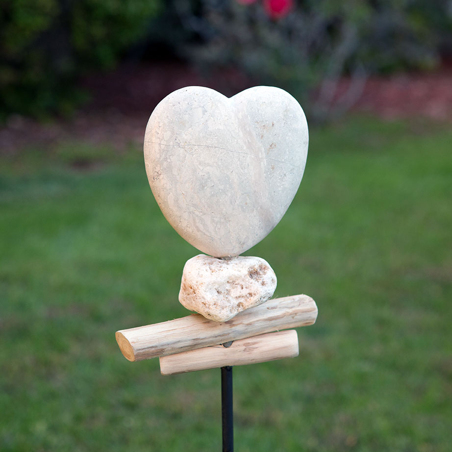 Stone Heart Garden Stake Set of 4 By Garden Age Supply | Minerals and Stones | Modishstore - 1