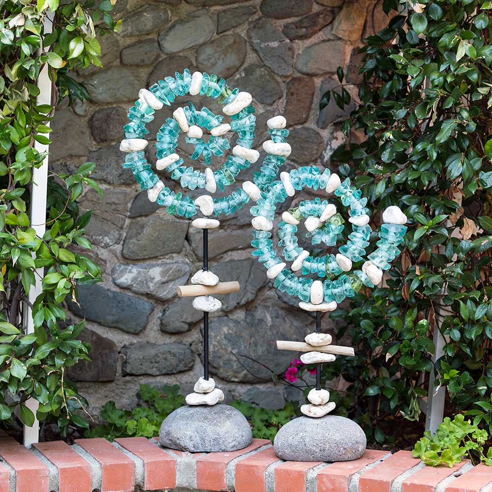 Glass Spiral Garden Stand By Garden Age Supply | Sculptures | Modishstore - 1