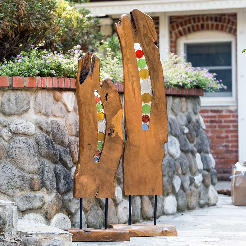 Stained Glass Art Wood Stand By Garden Age Supply | Sculptures | Modishstore - 1