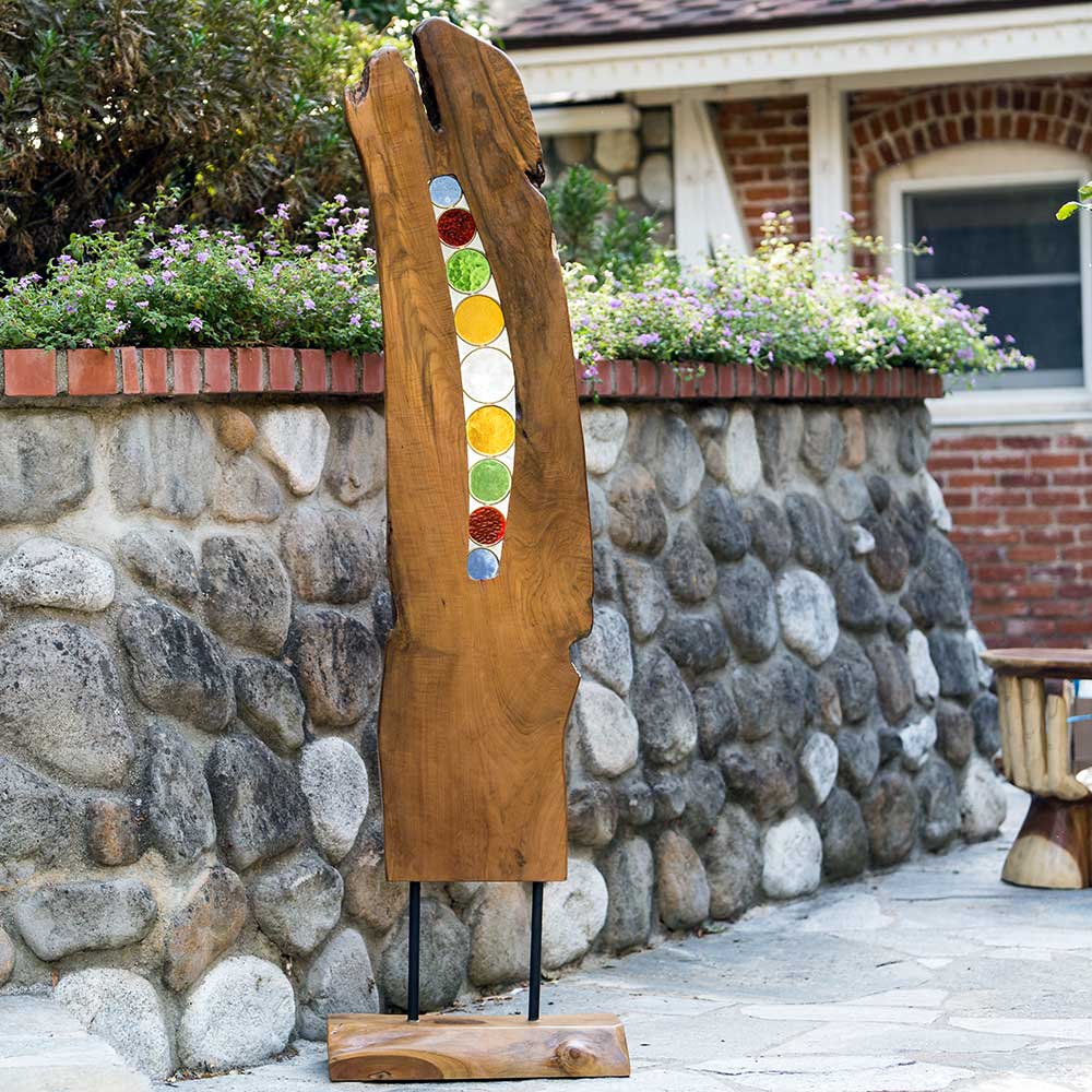 Stained Glass Art Wood Stand By Garden Age Supply | Sculptures | Modishstore - 3