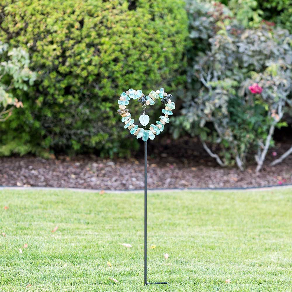 Glass Heart Garden Stake Set of 4 By Garden Age Supply | Sculptures | Modishstore - 2