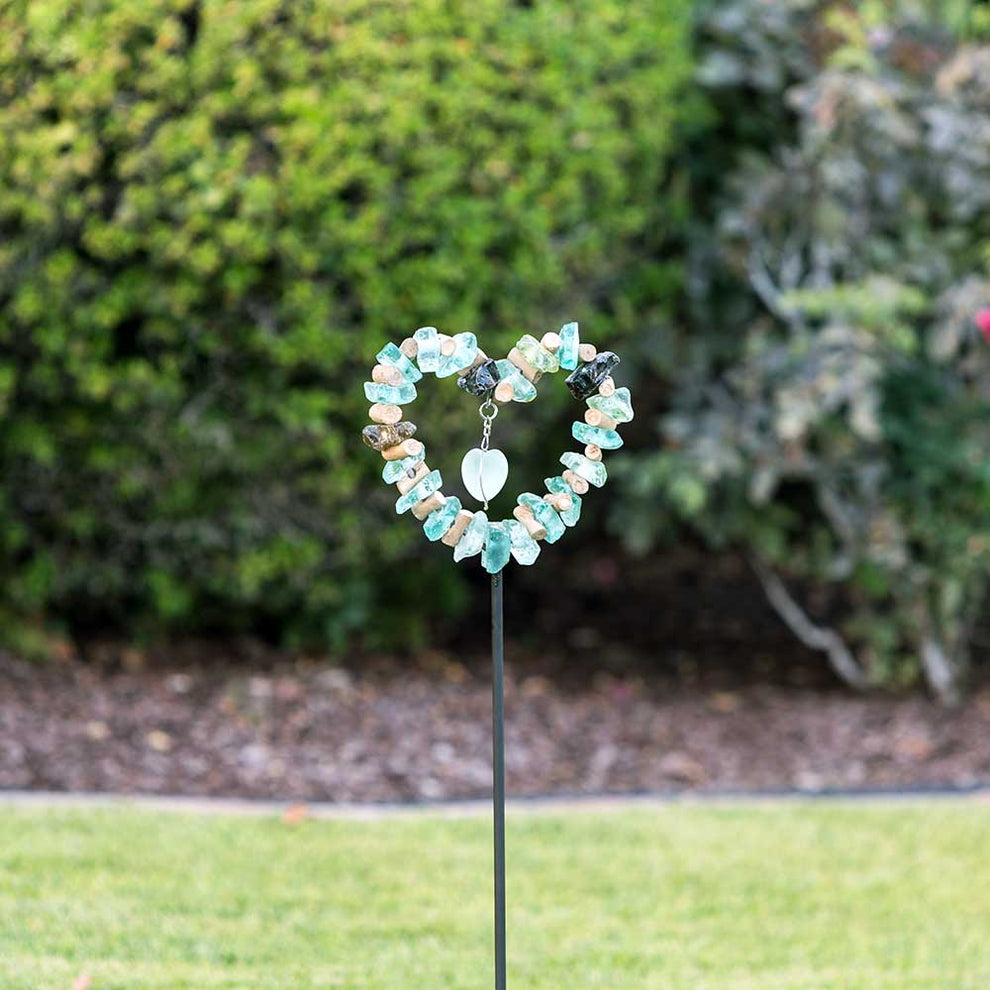 Glass Heart Garden Stake Set of 4 By Garden Age Supply | Sculptures | Modishstore - 3