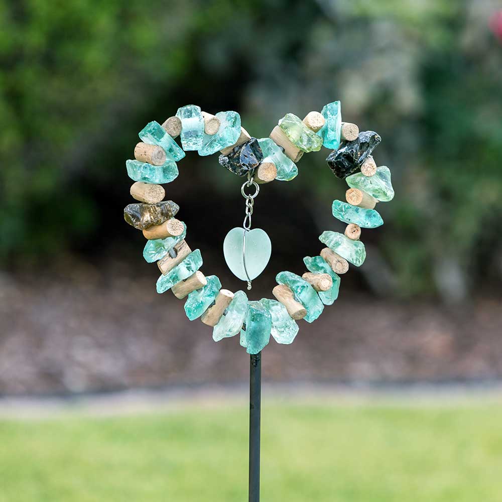 Glass Heart Garden Stake Set of 4 By Garden Age Supply | Sculptures | Modishstore - 1