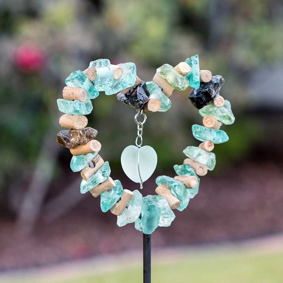 Glass Heart Garden Stake Set of 4 By Garden Age Supply | Sculptures | Modishstore - 4