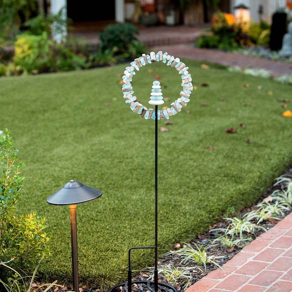 Glass Cairn in Ring Garden Stake Set of 4 By Garden Age Supply | Sculptures | Modishstore - 2