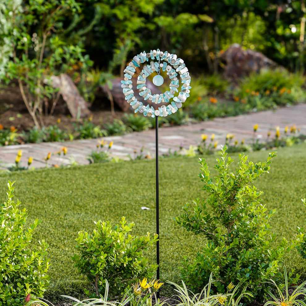 Glass Double Ring Garden Stake Set of 4 By Garden Age Supply | Sculptures | Modishstore - 2
