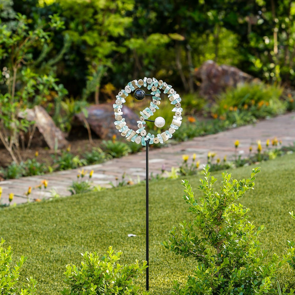 Glass Yin and Yang Garden Stake Set of 4 By Garden Age Supply | Sculptures | Modishstore - 2