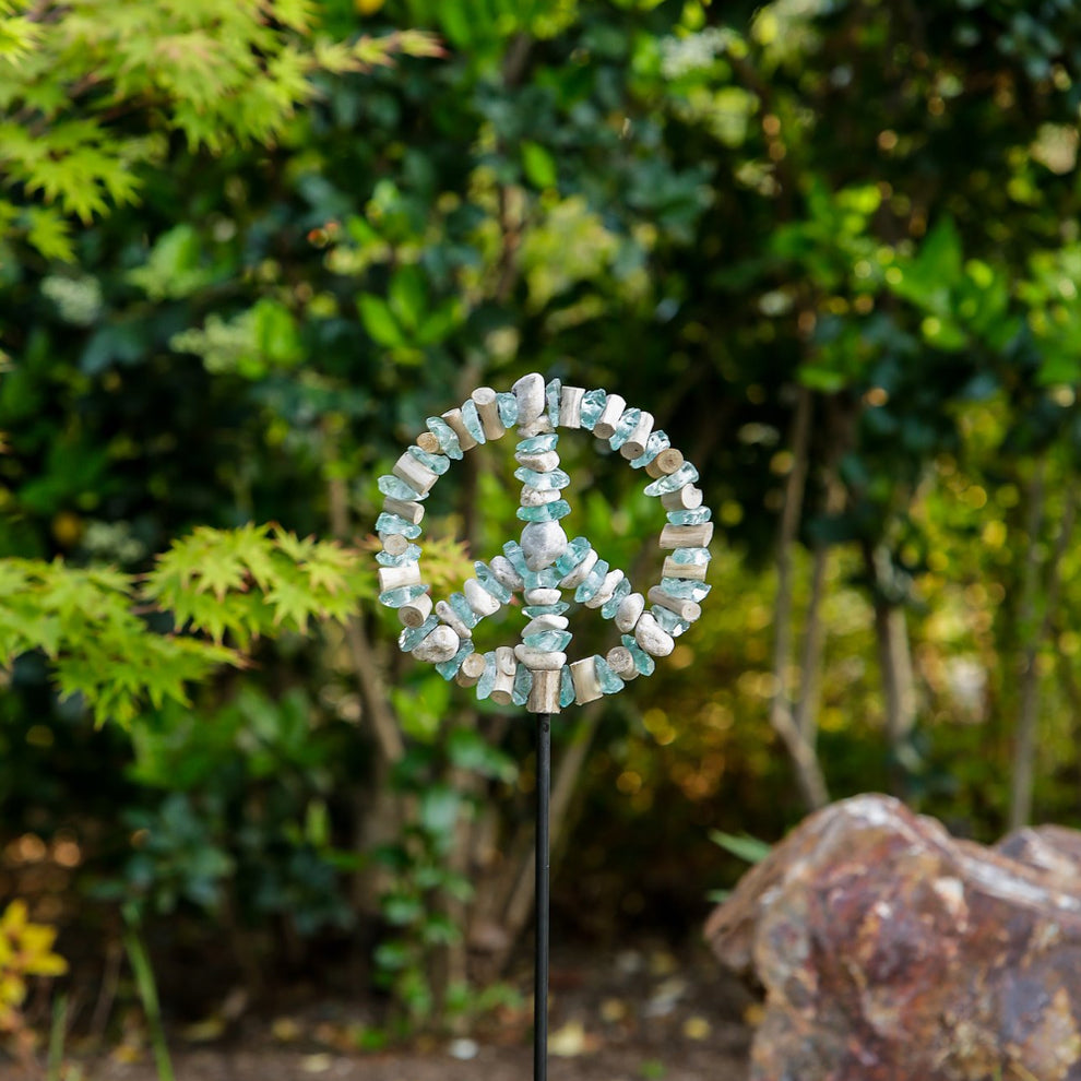 Glass Peace Symbol Garden Stake Set of 4 By Garden Age Supply | Sculptures | Modishstore - 3