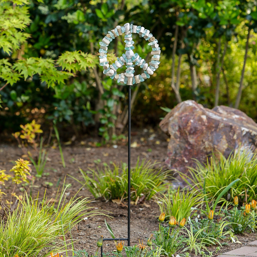 Glass Peace Symbol Garden Stake Set of 4 By Garden Age Supply | Sculptures | Modishstore - 4
