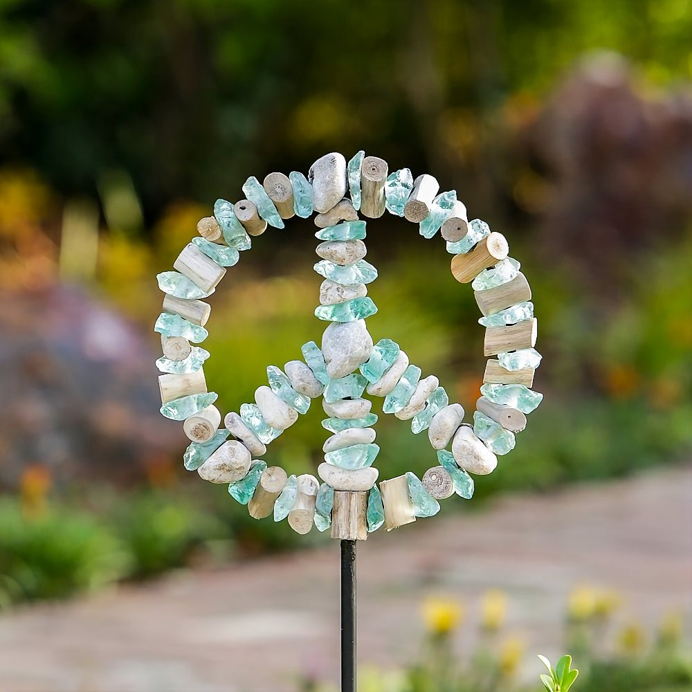 Glass Peace Symbol Garden Stake Set of 4 By Garden Age Supply
