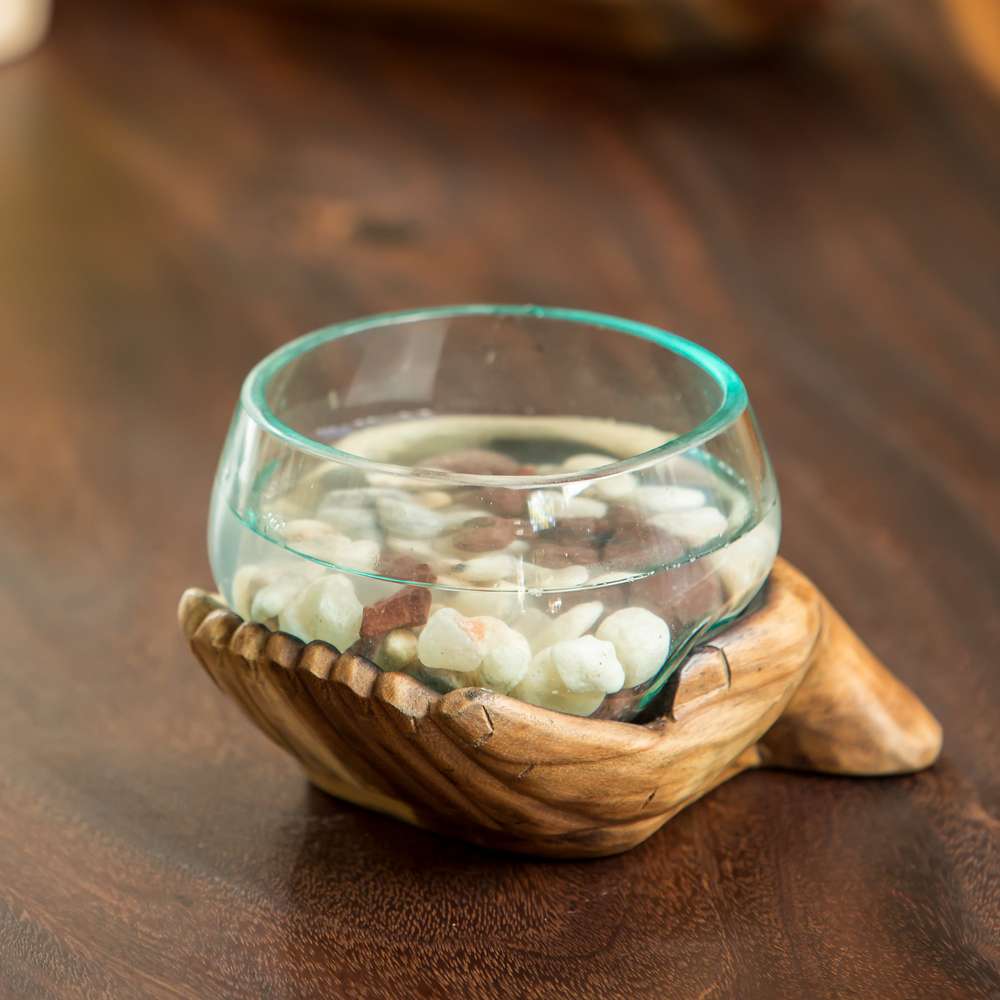 Blown Glass Bowl on Double Hand Set of 4 By Garden Age Supply | Decorative Bowls | Modishstore - 1