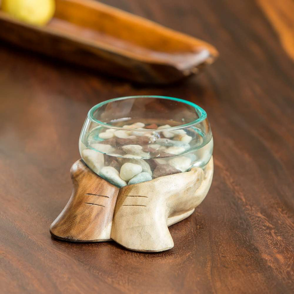 Blown Glass Bowl on Double Hand Set of 4 By Garden Age Supply | Decorative Bowls | Modishstore - 3