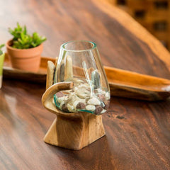 Blown Glass Vase on Hand - Varunna Set of 4 By Garden Age Supply