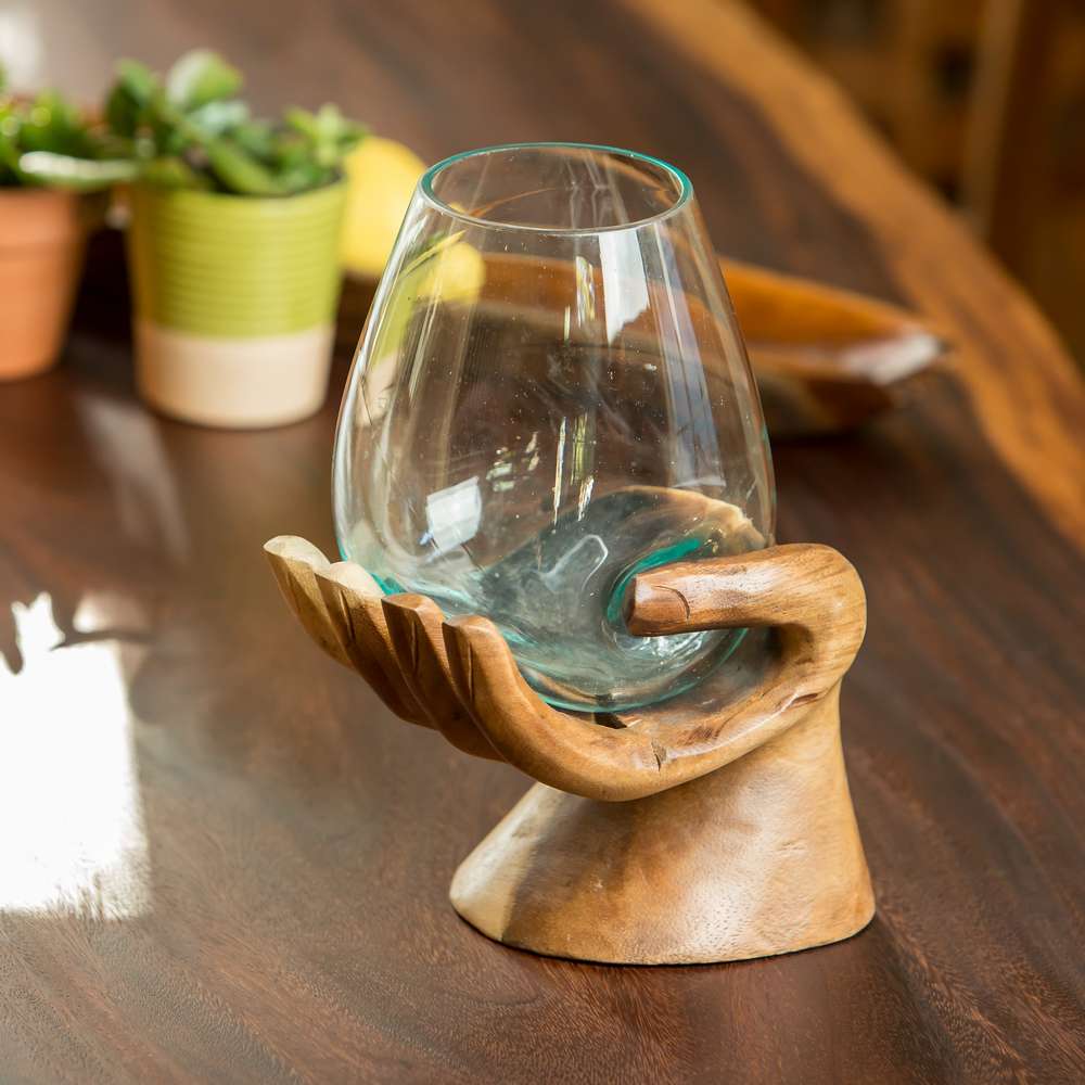 Blown Glass Vase on Hand - Buddhi Set of 4 By Garden Age Supply | Vases | Modishstore - 1