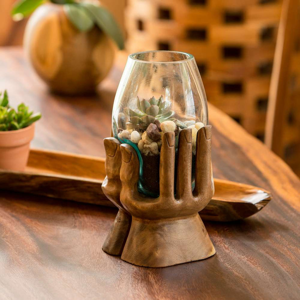 Blown Glass Vase on Hand - Akashi Set of 4 By Garden Age Supply | Vases | Modishstore - 2