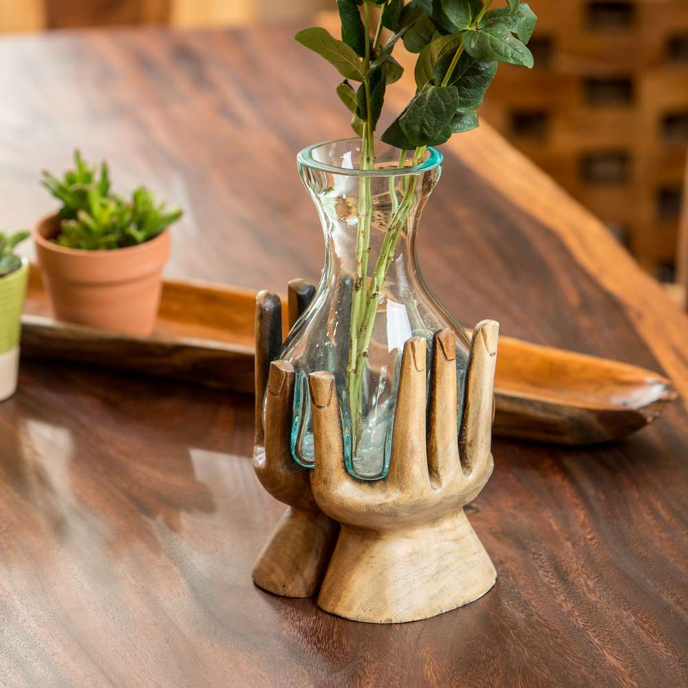 Blown Glass Vase on Hand - Anjali Set of 4 By Garden Age Supply | Vases | Modishstore - 1
