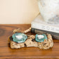 Recycled Glass Candle Holder with Coffee Tree Root - Double Set of 4 By Garden Age Supply
