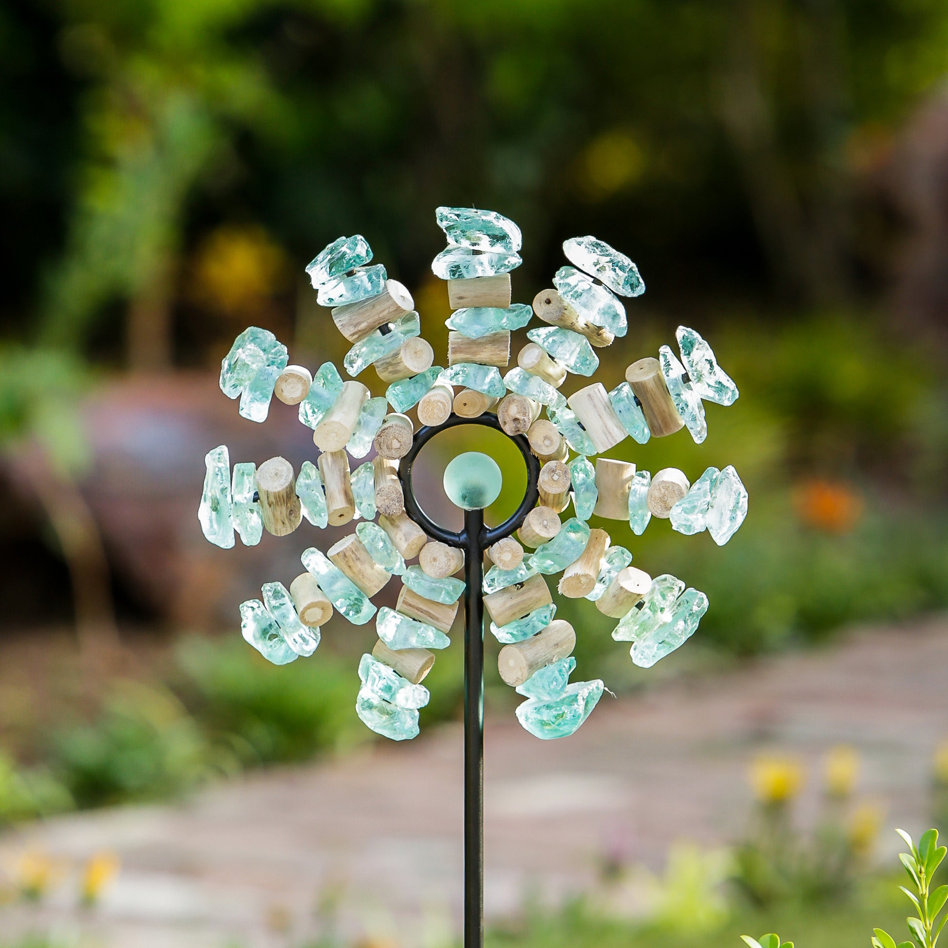 Glass Sun Rays Garden Stake Set of 4 By Garden Age Supply | Sculptures | Modishstore - 1
