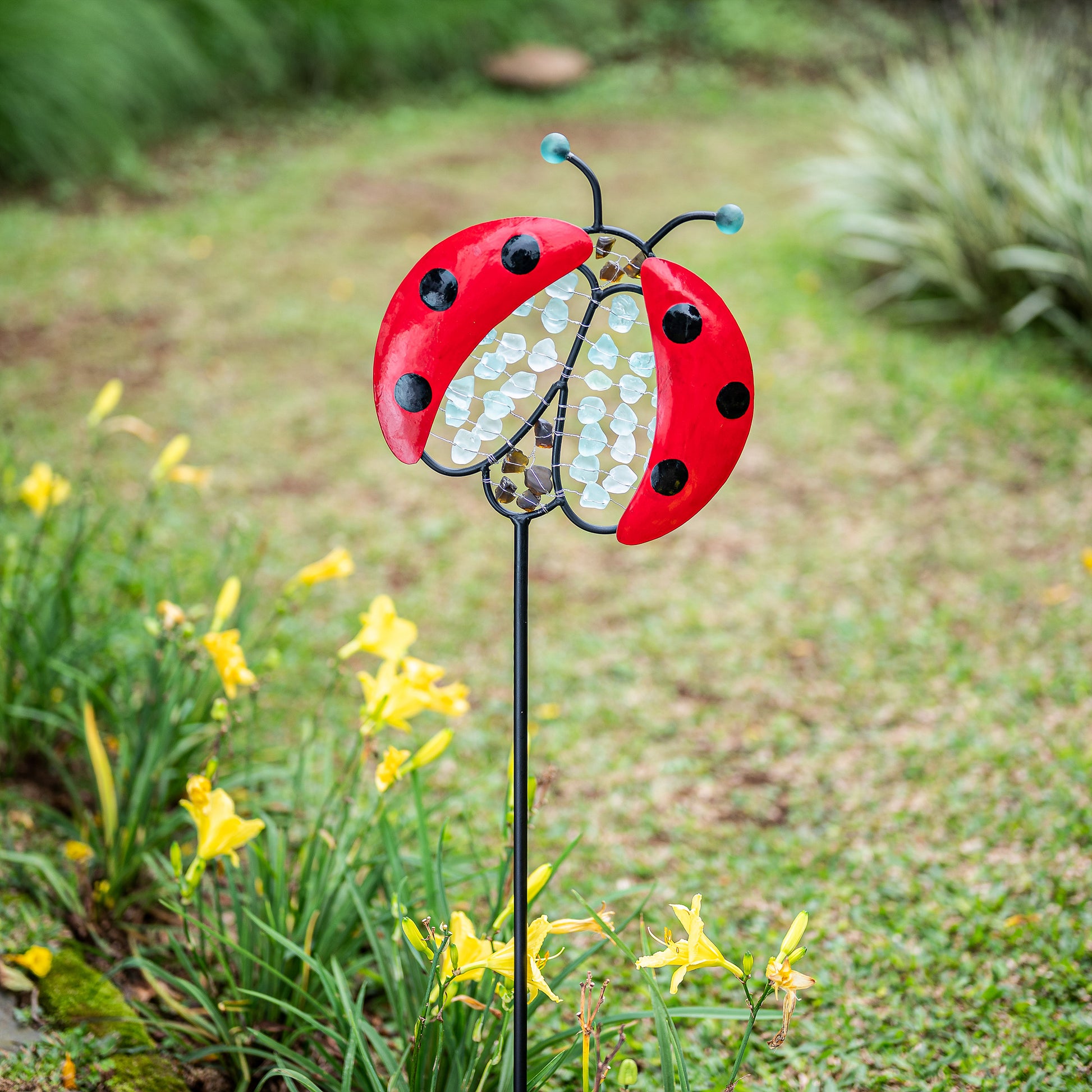 Lady Bug Garden Stake Set of 4 By Garden Age Supply | Sculptures | Modishstore - 1