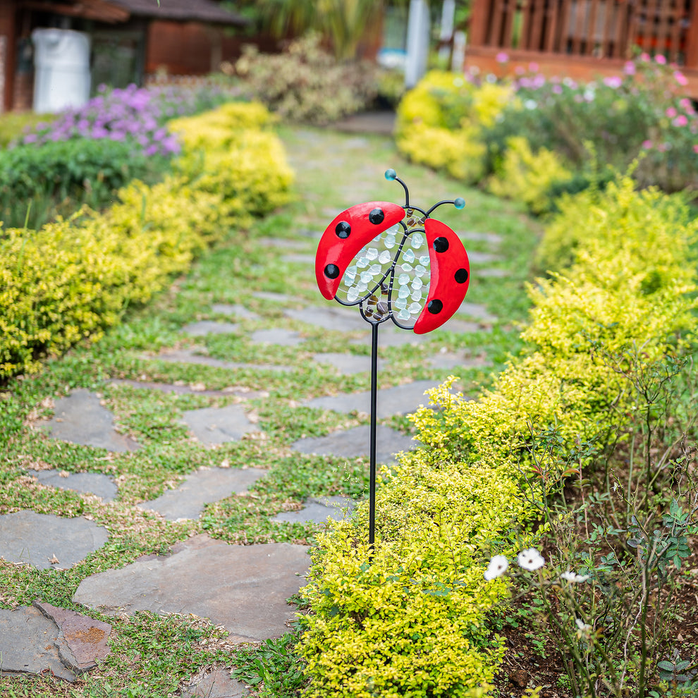 Lady Bug Garden Stake Set of 4 By Garden Age Supply | Sculptures | Modishstore - 3