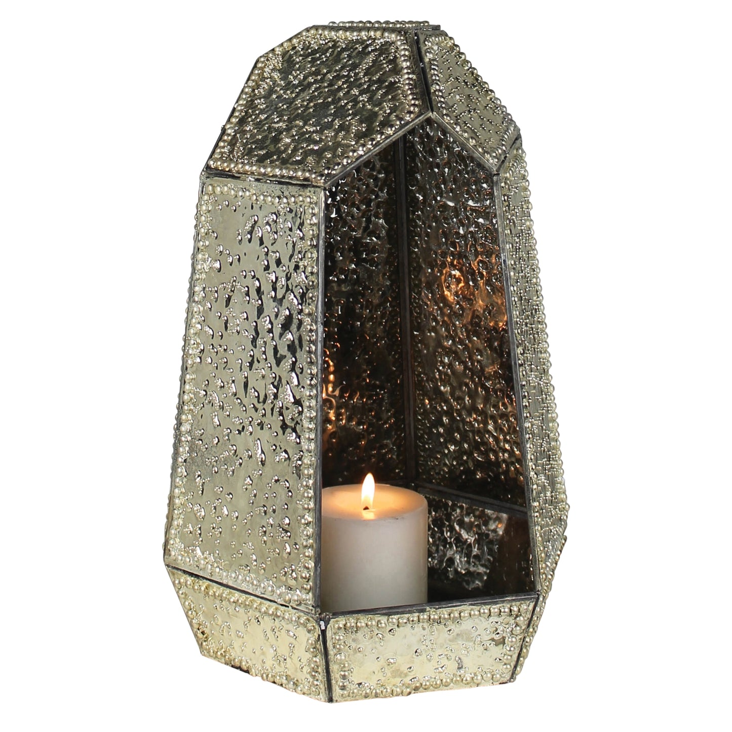 Petra Hurricane, Silver Leaded Glass Set Of 4 By HomArt | Candle Holders | Modishstore - 2