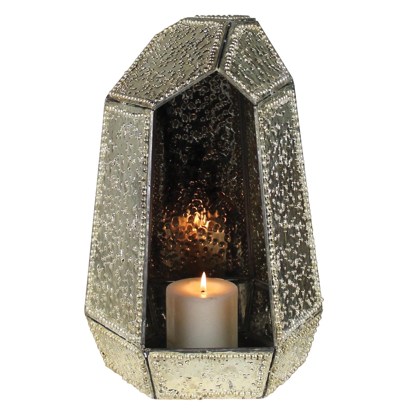 Petra Hurricane, Silver Leaded Glass Set Of 4 By HomArt | Candle Holders | Modishstore - 1