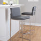 Fuji High Back 30" Fixed-Height Barstool - Set of 3 By LumiSource - B30-FUJIHBPU SSGY3 | Bar Stools | Modishstore - 3