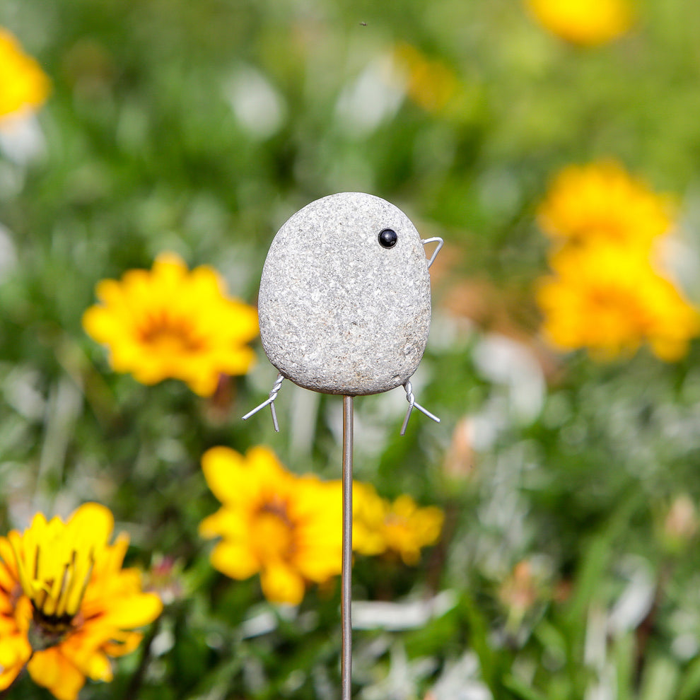 Beach Pebble Bird Pot Stake 14"H Set of 6 By Garden Age Supply | Sculptures | Modishstore - 2