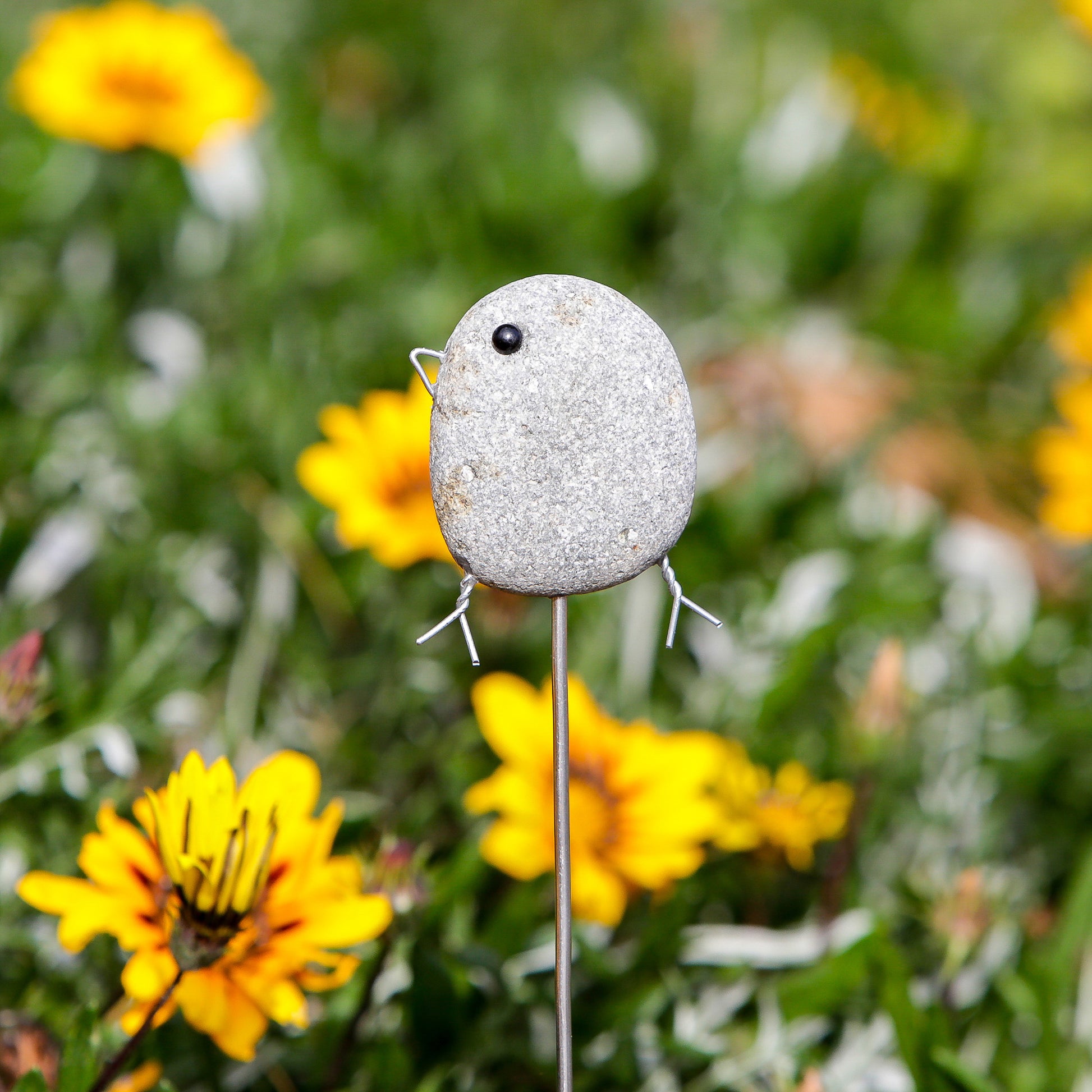 Beach Pebble Bird Pot Stake 14"H Set of 6 By Garden Age Supply | Sculptures | Modishstore - 1
