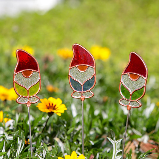 Stained Glass Pot Stakes - Gnom 16"H Set of 3 Set of 2 By Garden Age Supply | Sculptures | Modishstore - 1