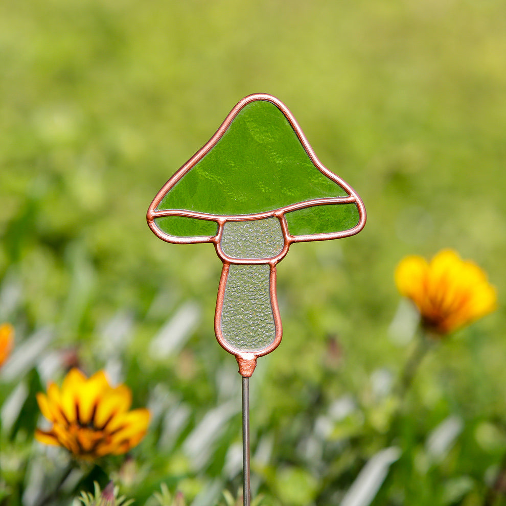 Stained Glass Pot Stakes - Mushroom 16"H Set of 3 Set of 2 By Garden Age Supply | Sculptures | Modishstore - 4