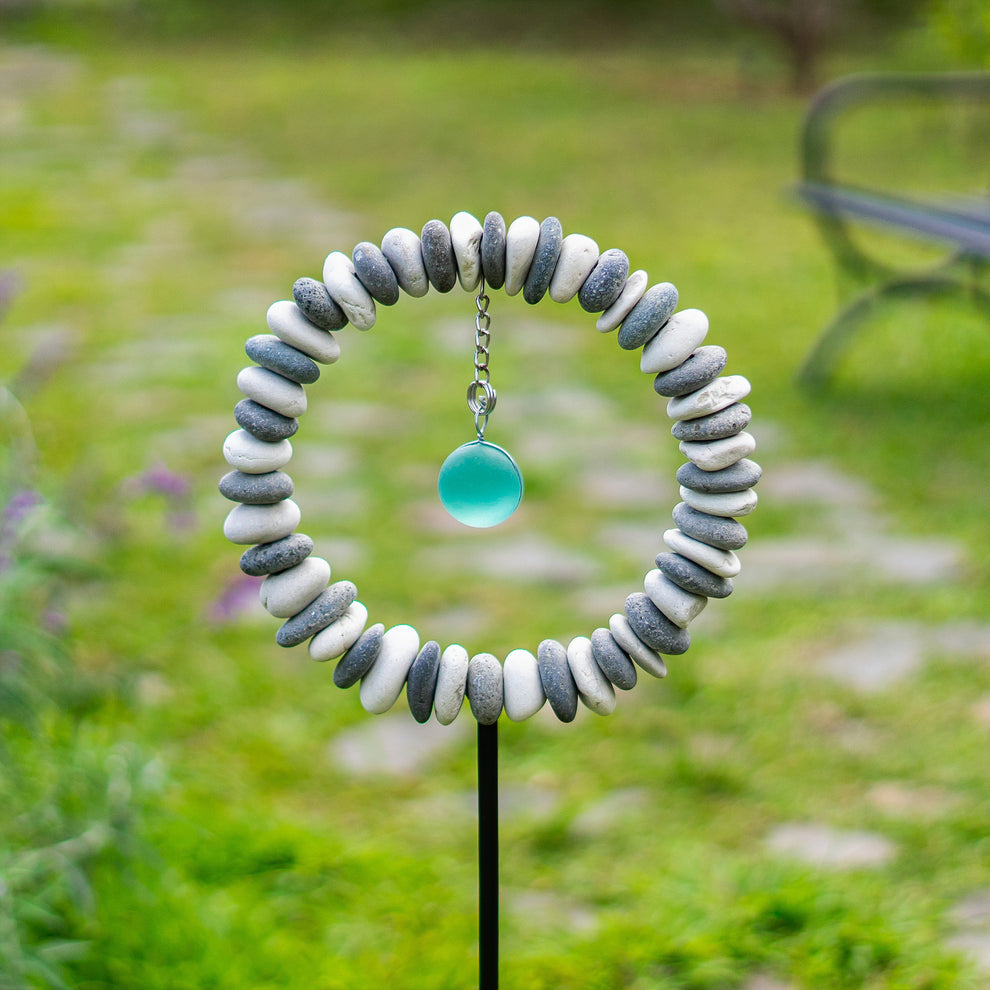 B&W Stone Ring Garden Stake Set of 4 By Garden Age Supply | Minerals and Stones | Modishstore - 2
