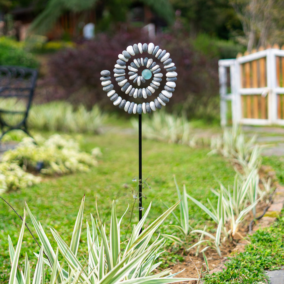 B&W Stone Spiral Garden Stake Set of 4 By Garden Age Supply | Minerals and Stones | Modishstore - 3