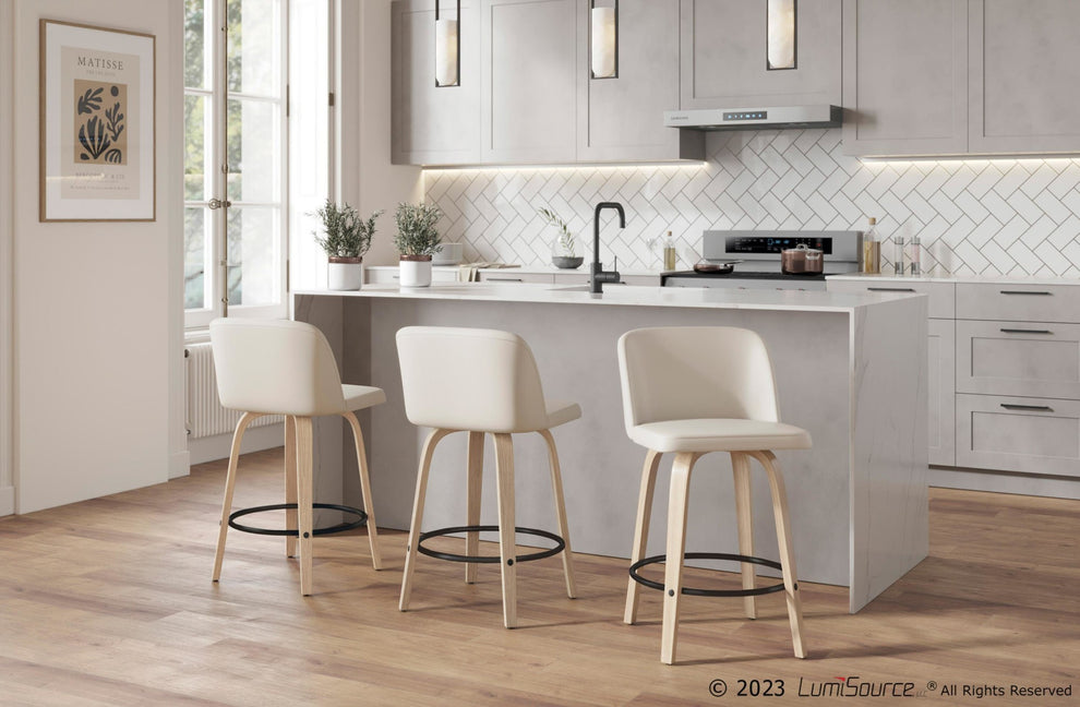 Toriano 24" Fixed Height Counter Stool - Set of 2 Brown By LumiSource | Counter Stools | Modishstore - 6