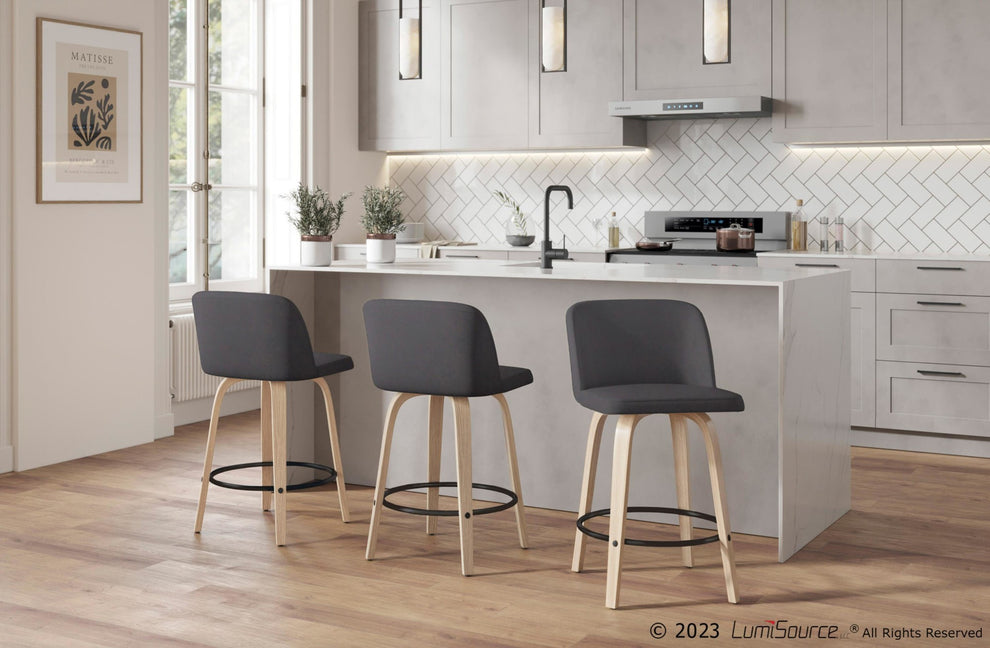 Toriano 24" Fixed Height Counter Stool - Set of 2 Brown By LumiSource | Counter Stools | Modishstore - 12