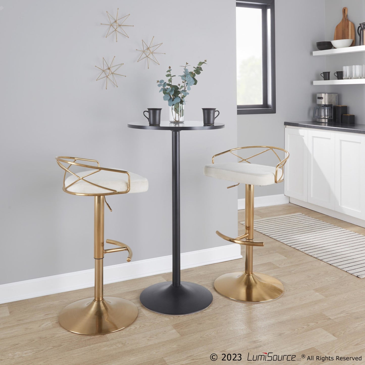 Charlotte Glam Adjustable Barstool - Set of 2 By LumiSource - BS-CHARLOTGLAMV-RNT2 AUBK2 | Bar Stools | Modishstore - 8