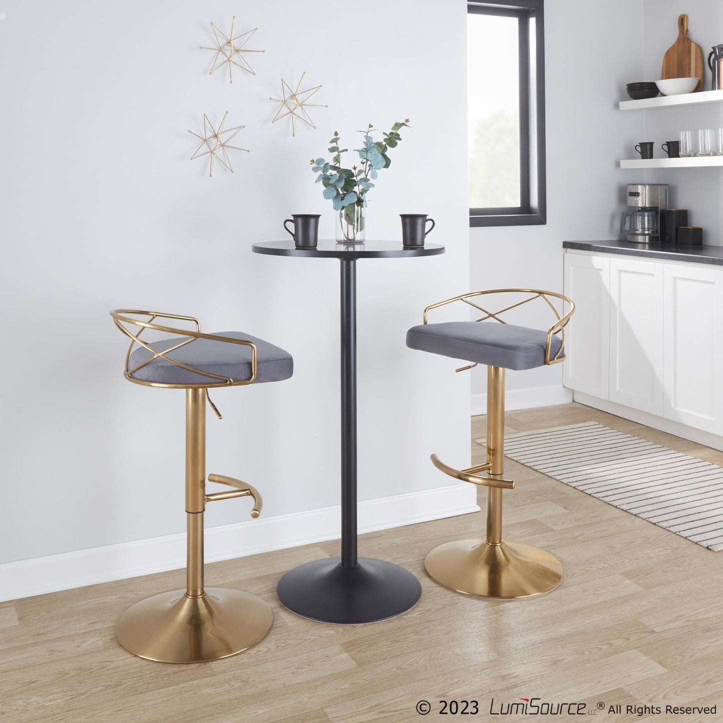 Charlotte Glam Adjustable Barstool - Set of 2 By LumiSource - BS-CHARLOTGLAMV-RNT2 AUBK2 | Bar Stools | Modishstore - 18