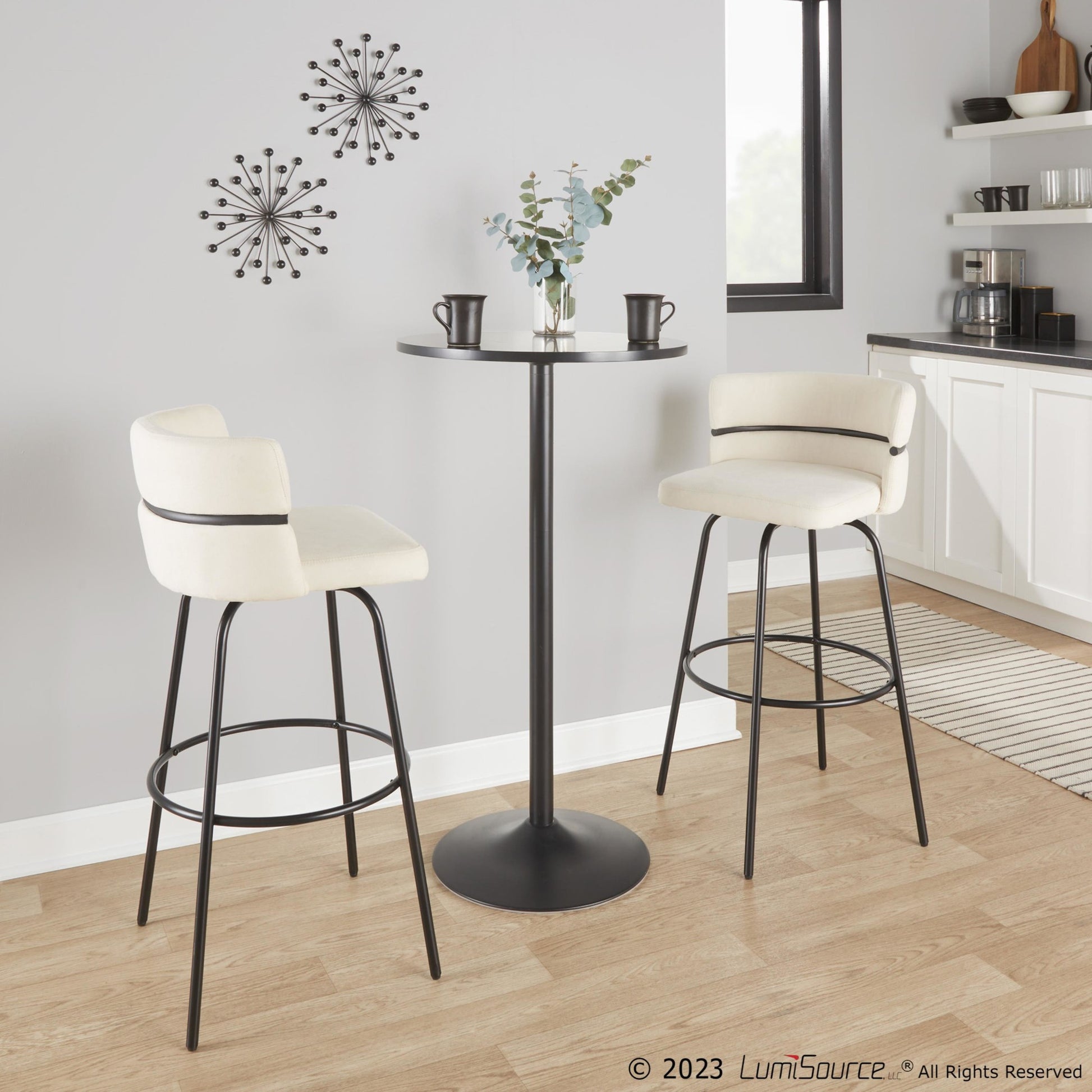 Cinch Claire 30" Fixed-Height Barstool - Set of 2 By LumiSource - B30-CINCH-CLARZQ2 BKBKCR2 | Bar Stools | Modishstore - 3