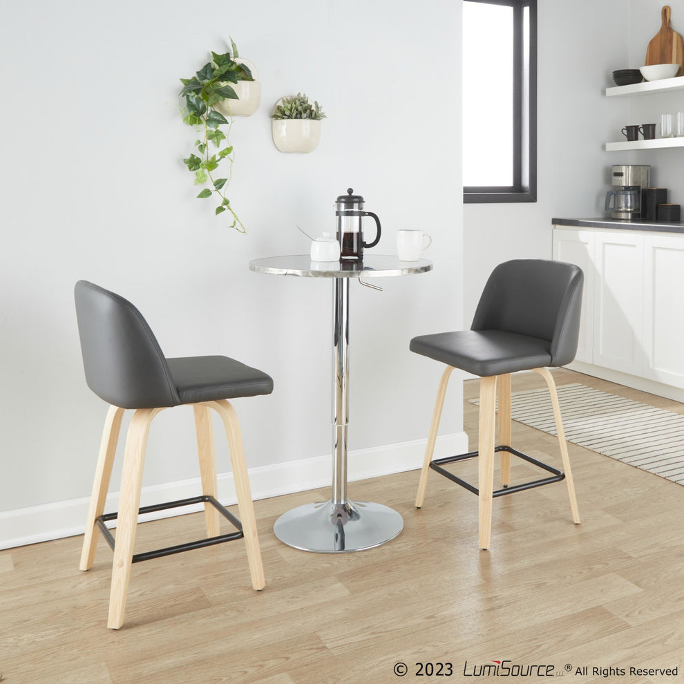 Toriano 24" Fixed Height Counter Stool - Set of 2 Cream By LumiSource | Counter Stools | Modishstore - 6