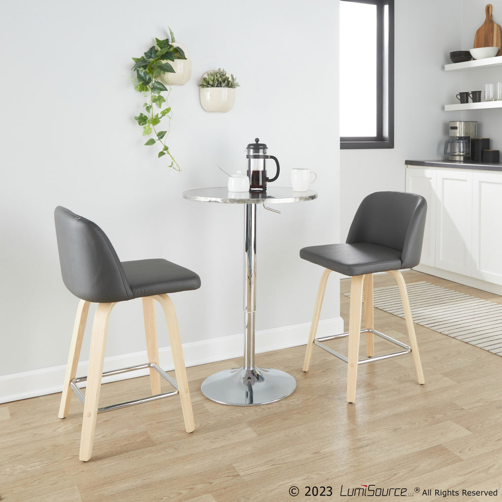 Toriano 24" Fixed Height Counter Stool - Set of 2 Brown By LumiSource | Counter Stools | Modishstore - 11
