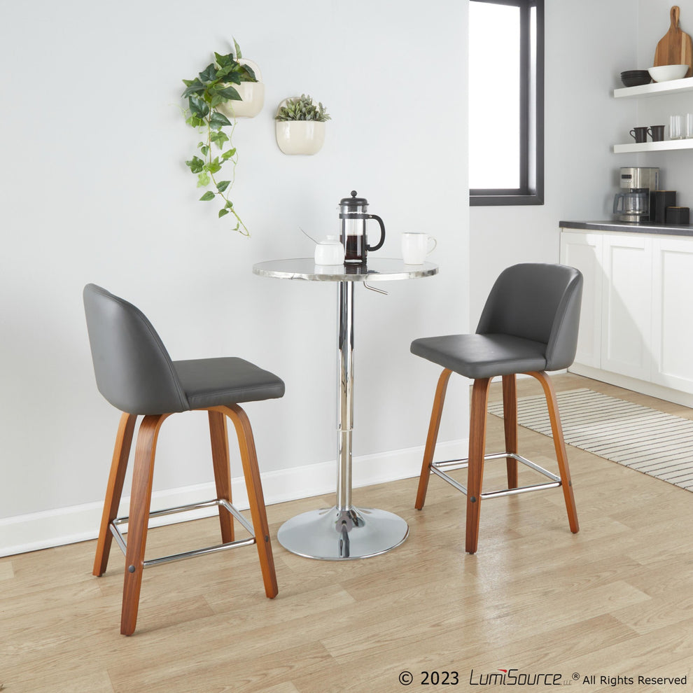 Toriano 24" Fixed Height Counter Stool - Set of 2 Brown By LumiSource | Counter Stools | Modishstore - 12