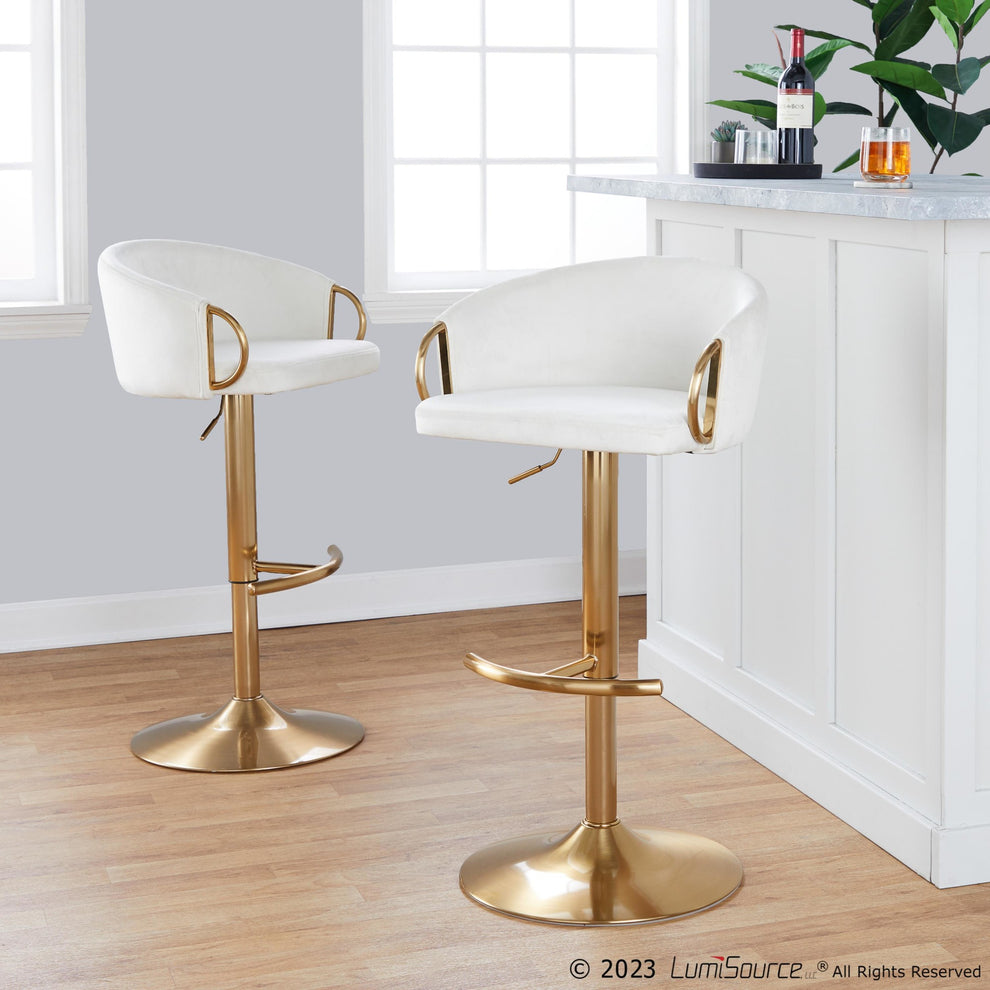 Claire Adjustable Barstool - Set of 2 By LumiSource - BS-CLAIREV-RT2 AUCR2 | Bar Stools | Modishstore - 2