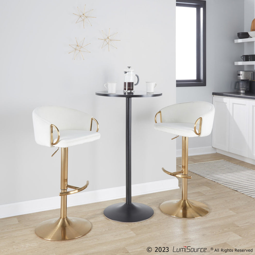 Claire Adjustable Barstool - Set of 2 By LumiSource - BS-CLAIREV-RT2 AUCR2 | Bar Stools | Modishstore - 3