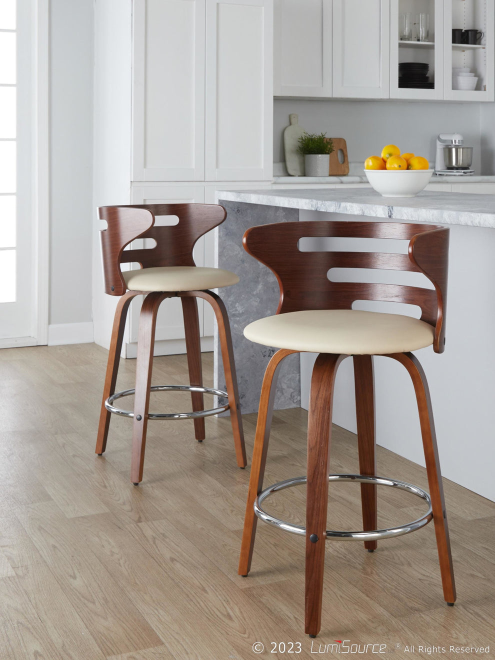 Cosini 26" Fixed-Height Counter Stool - Set of 2 By LumiSource - B26-COSIPU-GRTZR2 WLWLBN2 | Counter Stools | Modishstore - 11