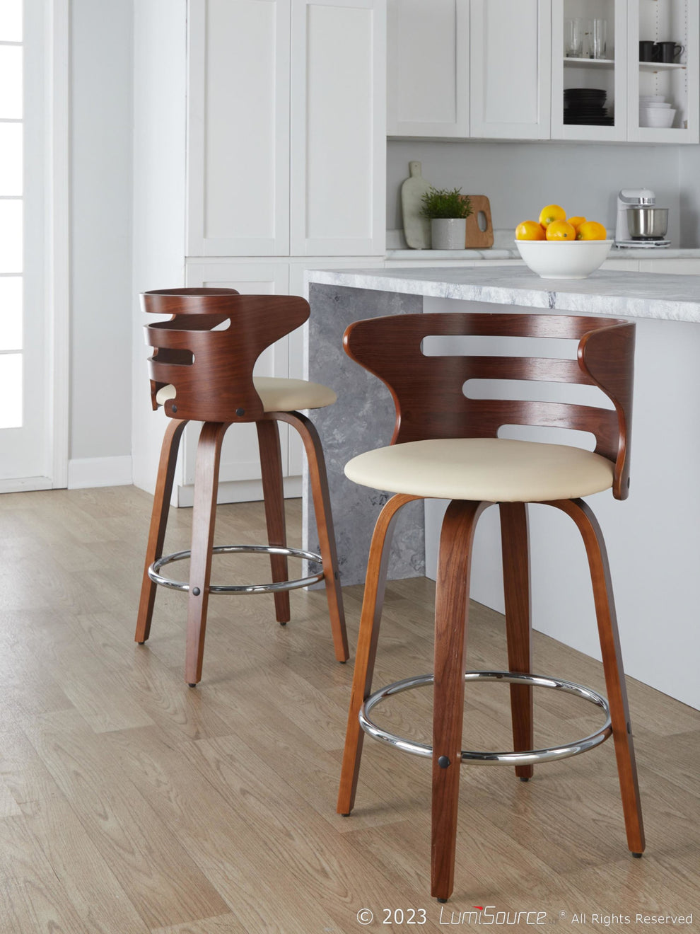 Cosini 26" Fixed-Height Counter Stool - Set of 2 By LumiSource - B26-COSIPU-GRTZR2 WLWLBN2 | Counter Stools | Modishstore - 12
