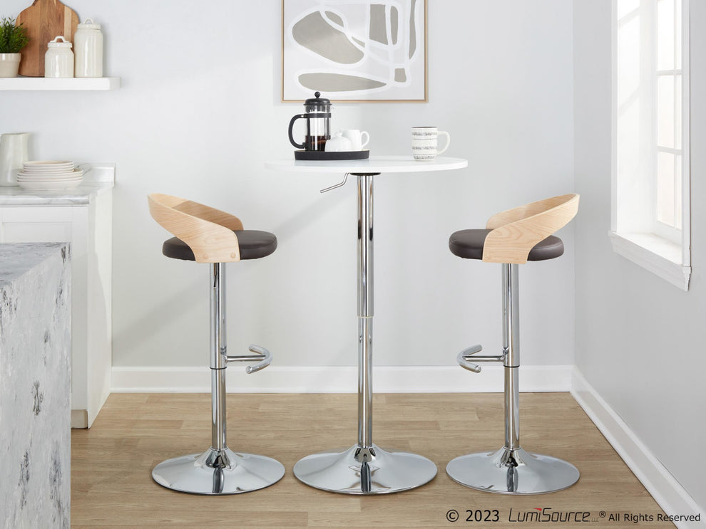 Grotto Adjustable Barstool - Set of 2 By LumiSource - BS-GROTTOPU-RT2 CHRNABN2 | Bar Stools | Modishstore - 4