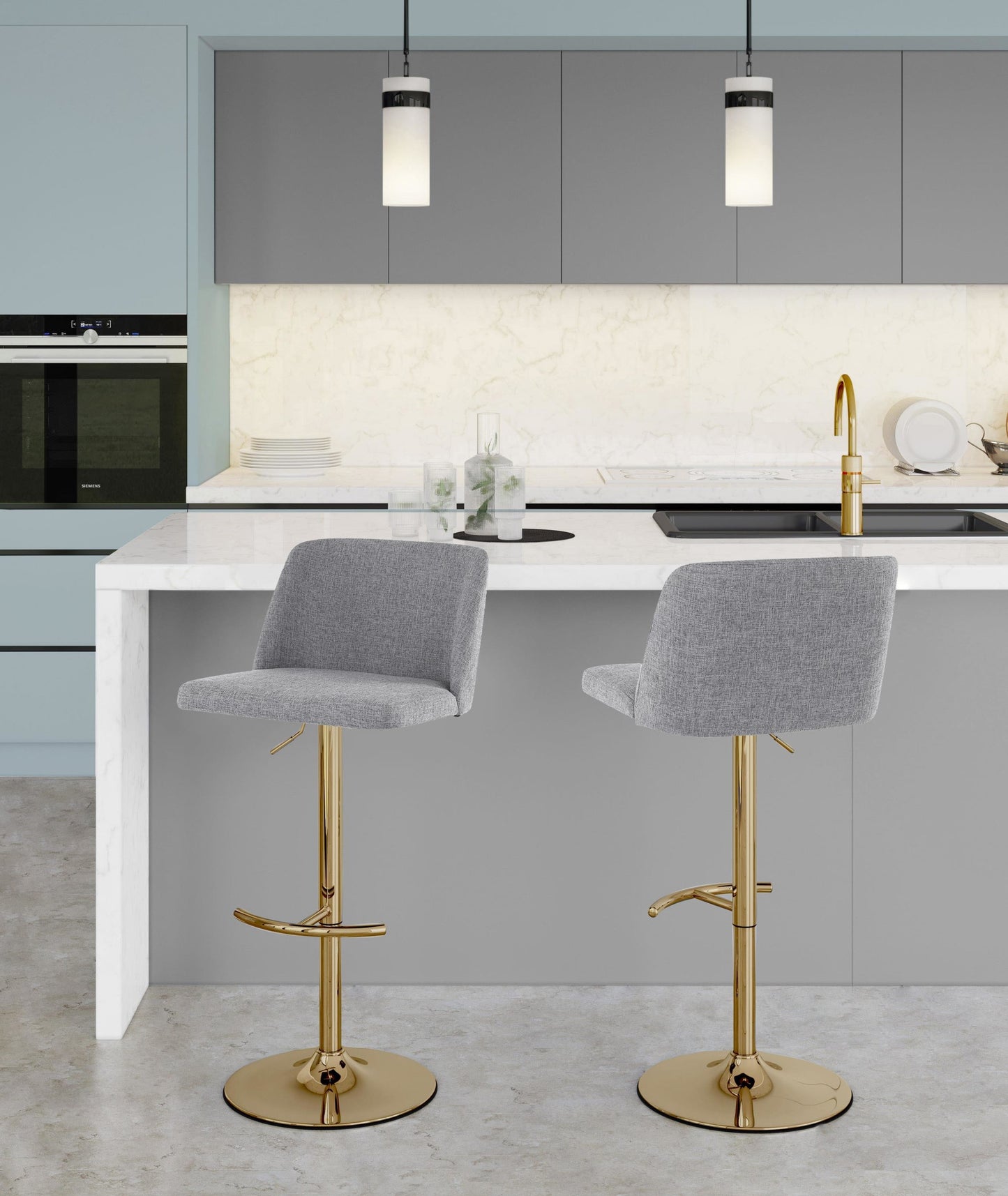 Toriano Adjustable Barstool - Set of 2 By LumiSource - BS-TRNOFB-RT2 AUBU2 | Bar Stools | Modishstore - 15