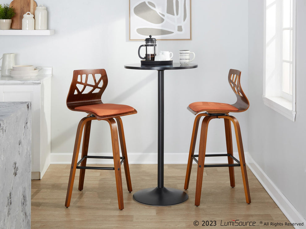 Folia 30" Fixed-Height Barstool - Set of 2 By LumiSource - B30-FOLIAFB-GRTZQ2 LGYLGYLGY2 | Bar Stools | Modishstore - 12